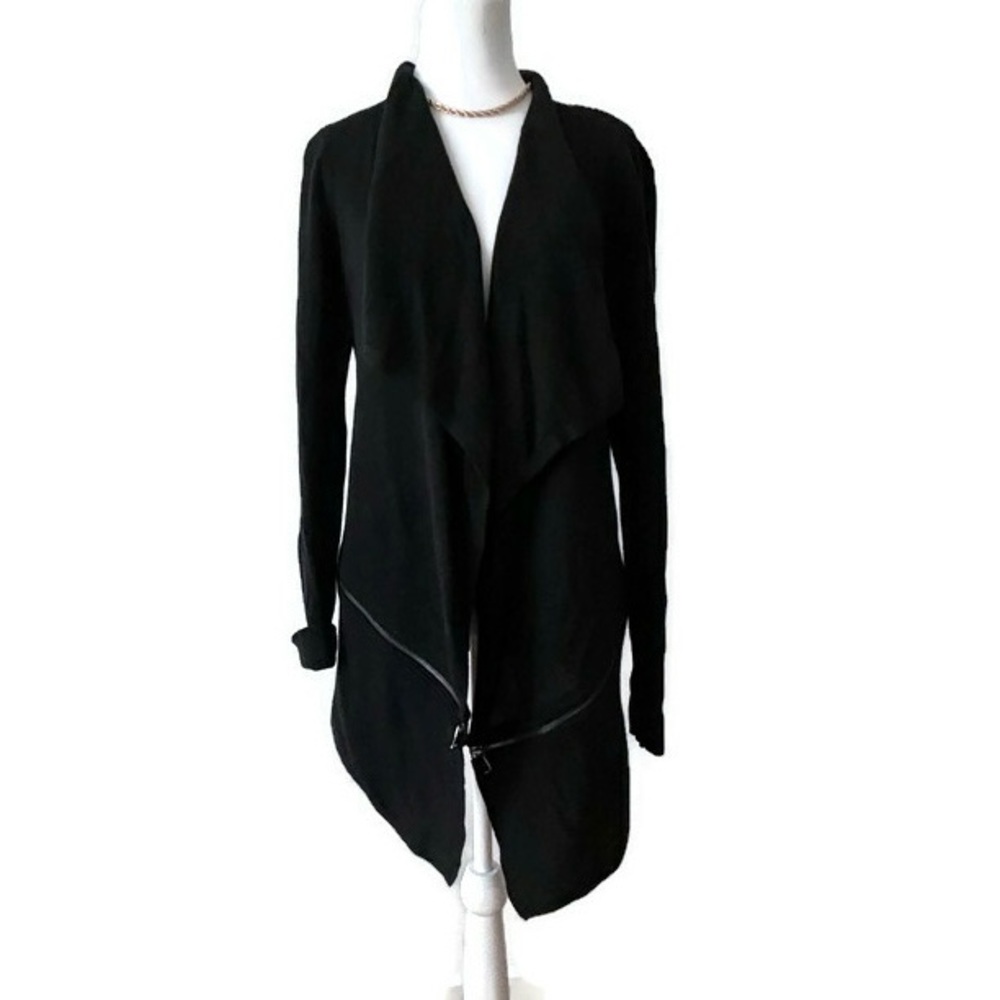 Kenneth Cole Long Black Open Front Cardigan Size Small